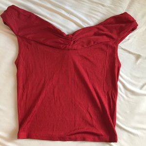 Urban Outfitters Silky Red Off the Shoulder Top❤️